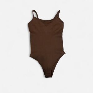 OQQ Brown Ribbed Strappy Bodysuit Size Small
